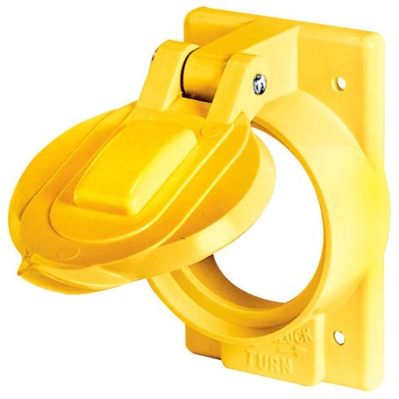 BRYANT Weatherproof Cover, 1- Gang, 1) 50A Locking Opening, Standard Size, Yellow Polycarbonate 7774CR